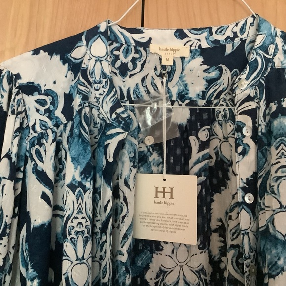 Brand new Haute Hippie blue and white print blouse - Picture 6 of 7